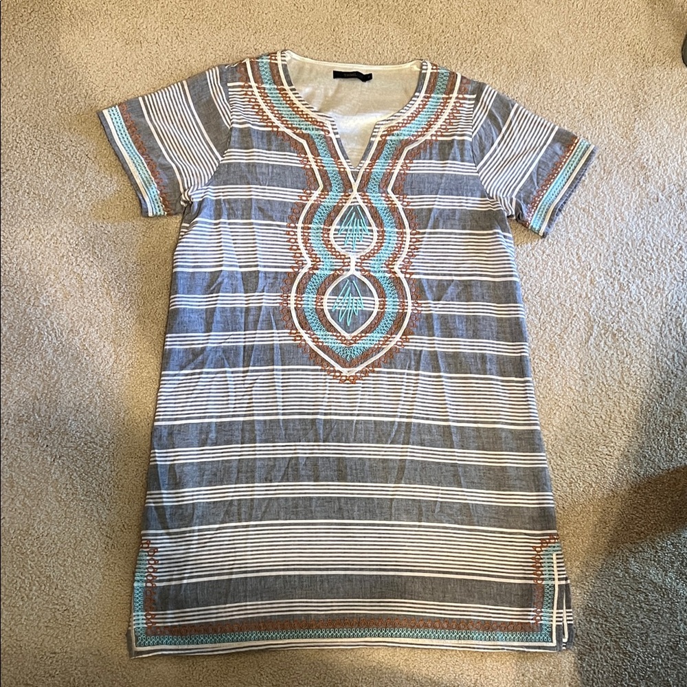 THML 100% cotton Cream and Gray Tunic Dress